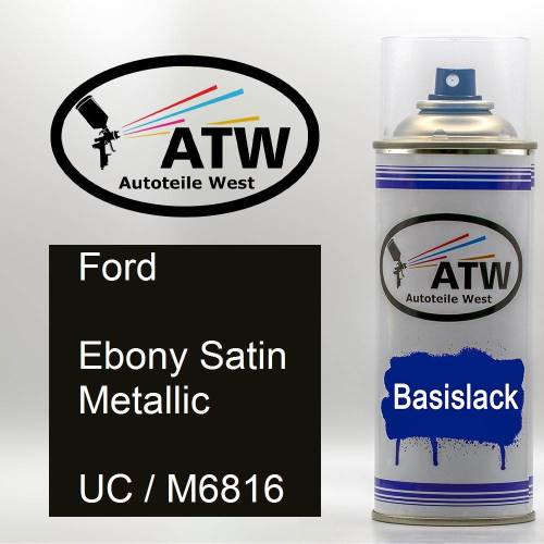 Ford, Ebony Satin Metallic, UC / M6816: 400ml Sprühdose, von ATW Autoteile West.